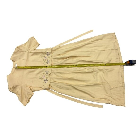 Peri Petites Short Sleeve Shirt Dress Womens 10 Yellow With Embroidered Flower - Picture 2 of 6